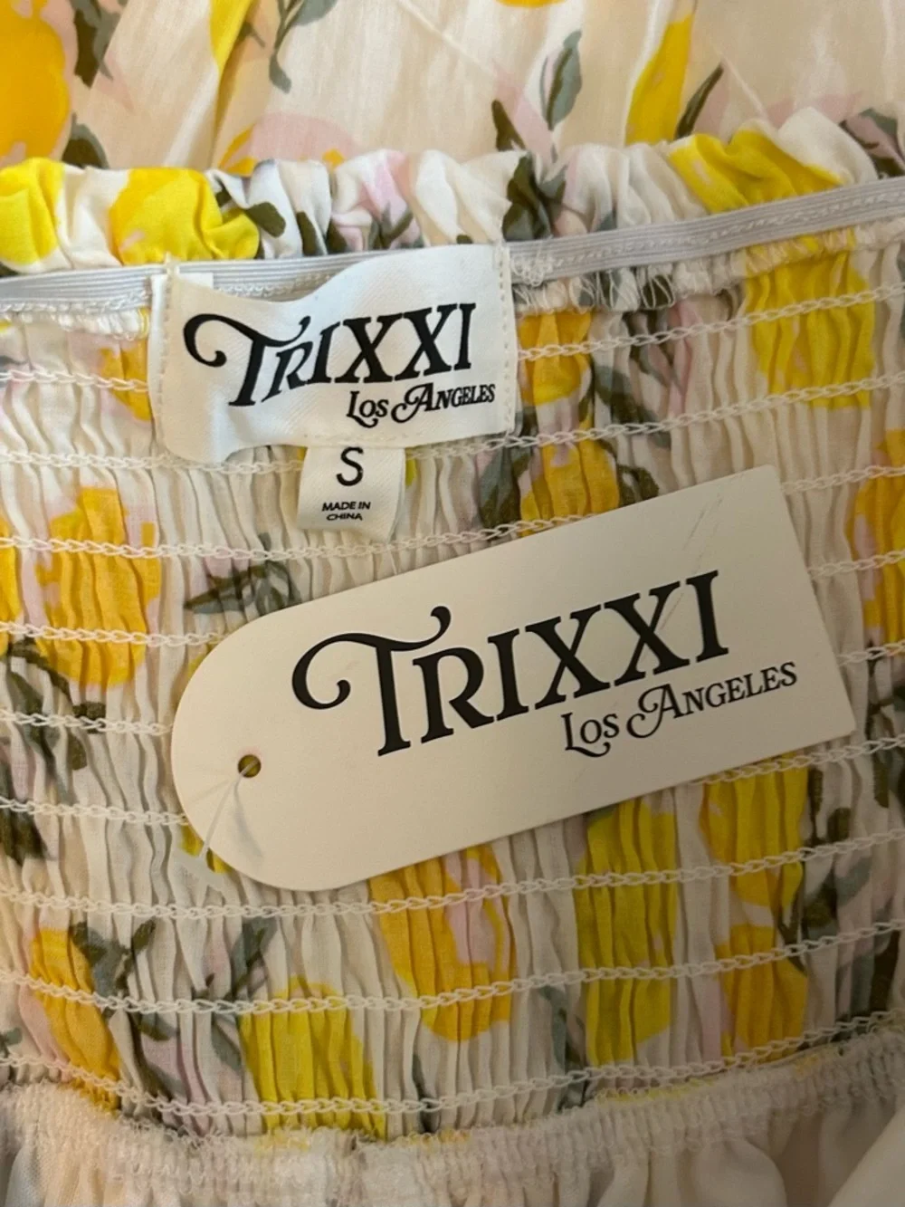 NWT Trixxi Lemon Print Babydoll Dress‎ Women’s SZ Small in Yellow White